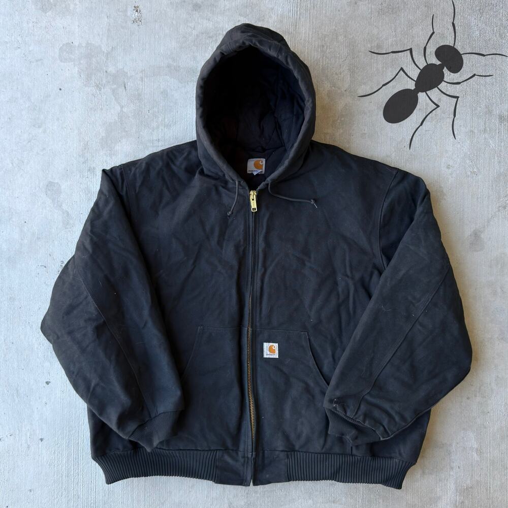 Carhartt J140 BLK black hooded work wear jacket - Picture 1 of 7